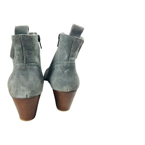 Diba Sophia Womens Gray Suede Ankle Booties Zip Block Heels Snap Button US 8.5 - Picture 5 of 10